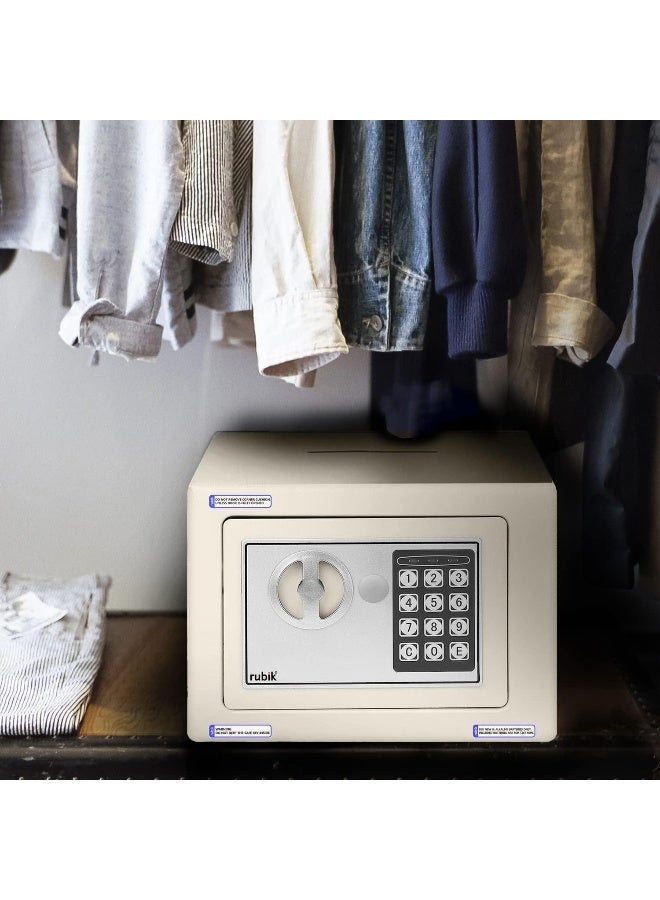 روبيك صندوق إيداع نقدي صغير مزود بفتحة إيداع مع خيار المفتاح ورمز PIN، الحجم 23 × 17 × 17 سم (لون أبيض مائل للبيج) - Image 5